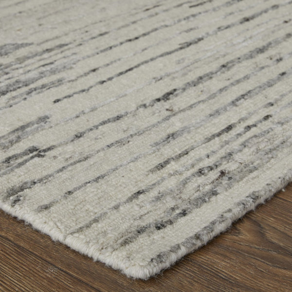 HomeRoots 3' Hand-Knotted Distressed Area Rug in Ivory, Blue & Silver - Modern Abstract Design for Your Home 2' X 3' 566657