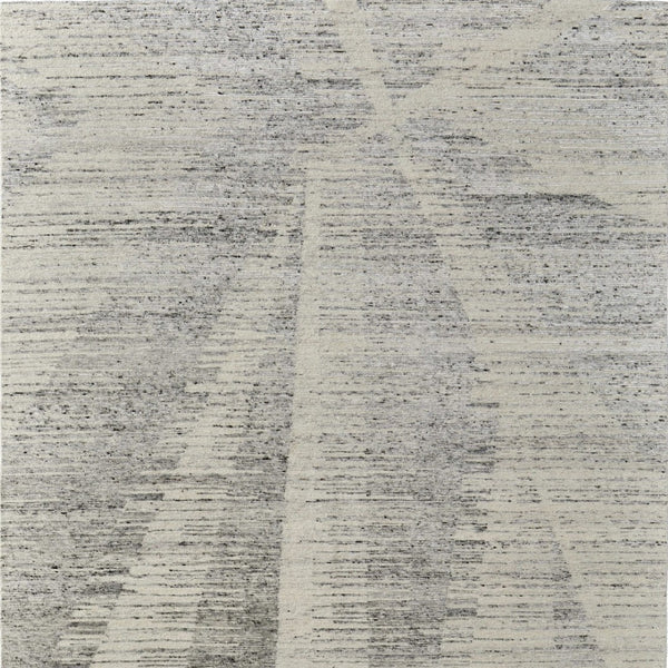 HomeRoots 3' Hand-Knotted Distressed Area Rug in Ivory, Blue & Silver - Modern Abstract Design for Your Home 2' X 3' 566657