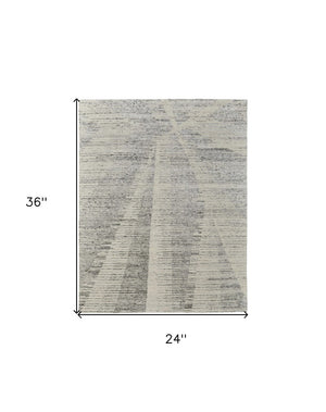 HomeRoots 3' Hand-Knotted Distressed Area Rug in Ivory, Blue & Silver - Modern Abstract Design for Your Home 2' X 3' 566657