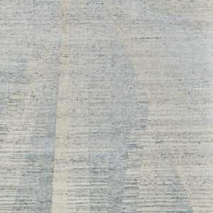 HomeRoots 3' Hand-Knotted Distressed Area Rug in Ivory, Blue & Silver - Modern Abstract Design for Your Home 3' X 5' 566658