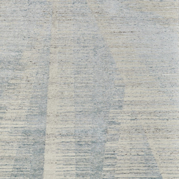 HomeRoots 3' Hand-Knotted Distressed Area Rug in Ivory, Blue & Silver - Modern Abstract Design for Your Home 3' X 5' 566658