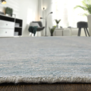 HomeRoots 3' Hand-Knotted Distressed Area Rug in Ivory, Blue & Silver - Modern Abstract Design for Your Home 8' X 10' 566661