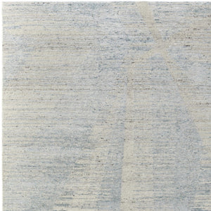 HomeRoots 3' Hand-Knotted Distressed Area Rug in Ivory, Blue & Silver - Modern Abstract Design for Your Home 9' X 13' 566662