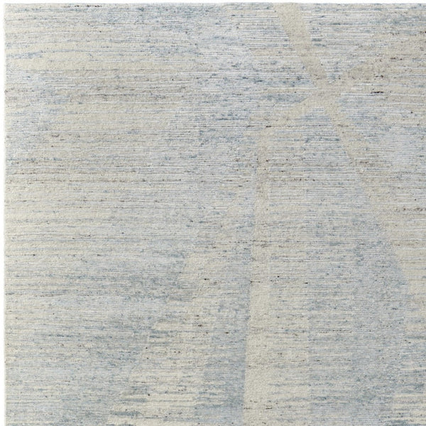 HomeRoots 3' Hand-Knotted Distressed Area Rug in Ivory, Blue & Silver - Modern Abstract Design for Your Home 9' X 13' 566662