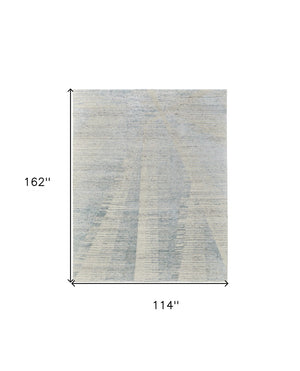HomeRoots 3' Hand-Knotted Distressed Area Rug in Ivory, Blue & Silver - Modern Abstract Design for Your Home 9' X 13' 566662
