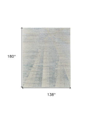 HomeRoots 3' Hand-Knotted Distressed Area Rug in Ivory, Blue & Silver - Modern Abstract Design for Your Home 12' X 15' 566663
