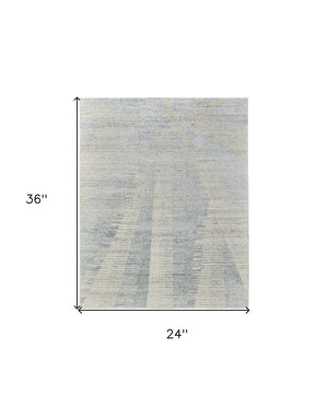 HomeRoots 3' Hand-Knotted Distressed Area Rug in Ivory, Blue & Silver - Modern Abstract Design for Your Home 2' X 3' 566664