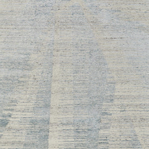 HomeRoots 3' Hand-Knotted Distressed Area Rug in Ivory, Blue & Silver - Modern Abstract Design for Your Home 2' X 3' 566664