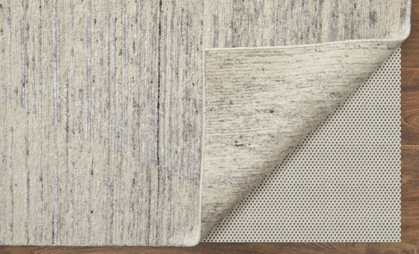 HomeRoots 3' Hand-Knotted Distressed Area Rug in Ivory, Blue & Silver - Modern Abstract Design for Your Home 3' X 5' 566665