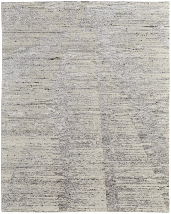 HomeRoots 3' Hand-Knotted Distressed Area Rug in Ivory, Blue & Silver - Modern Abstract Design for Your Home 4' X 6' 566666