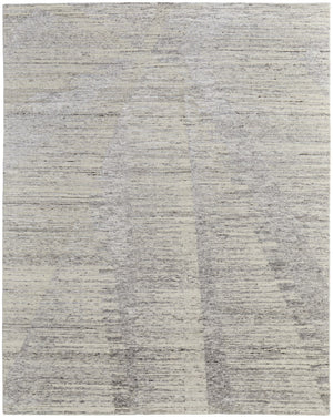 HomeRoots 3' Hand-Knotted Distressed Area Rug in Ivory, Blue & Silver - Modern Abstract Design for Your Home 6' X 9' 566667