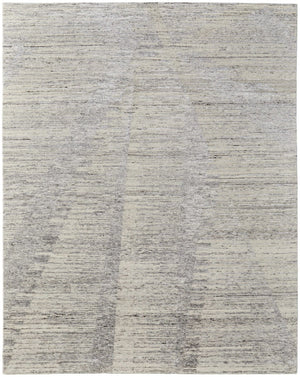 HomeRoots 3' Hand-Knotted Distressed Area Rug in Ivory, Blue & Silver - Modern Abstract Design for Your Home 12' X 15' 566670