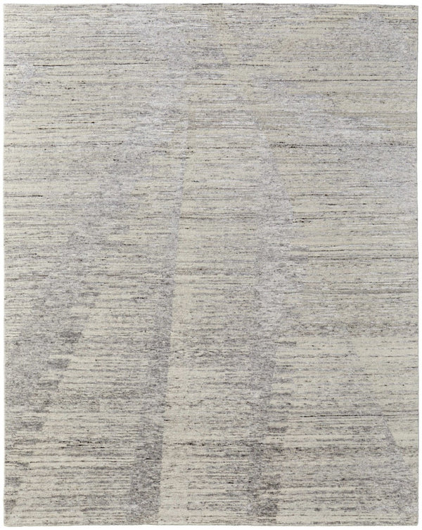 HomeRoots 3' Hand-Knotted Distressed Area Rug in Ivory, Blue & Silver - Modern Abstract Design for Your Home 12' X 15' 566670