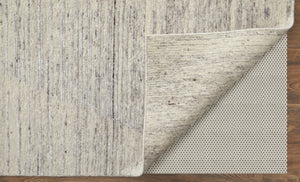 HomeRoots 3' Hand-Knotted Distressed Area Rug in Ivory, Blue & Silver - Modern Abstract Design for Your Home 2' X 3' 566671