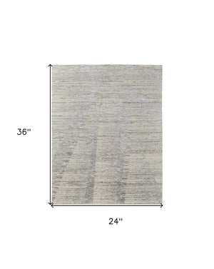 HomeRoots 3' Hand-Knotted Distressed Area Rug in Ivory, Blue & Silver - Modern Abstract Design for Your Home 2' X 3' 566671