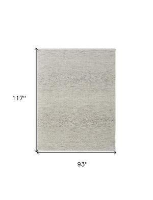HomeRoots 8' Ivory and Gray Wool Hand-Knotted Area Rug with Fringe - Timeless Style for Any Space 8' X 10' 566673