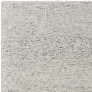 HomeRoots 8' Ivory and Gray Wool Hand-Knotted Area Rug with Fringe - Timeless Style for Any Space 9' X 13' 566675