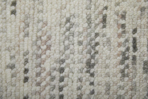 HomeRoots 8' Ivory and Gray Wool Hand-Knotted Area Rug with Fringe - Timeless Style for Any Space 10' Runner 566676