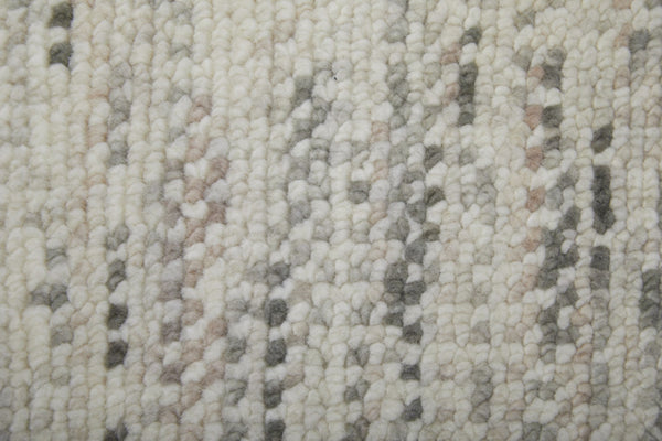 HomeRoots 8' Ivory and Gray Wool Hand-Knotted Area Rug with Fringe - Timeless Style for Any Space 10' Runner 566676