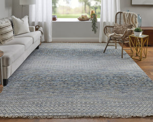 HomeRoots 8' Ivory and Gray Wool Hand-Knotted Area Rug with Fringe - Timeless Style for Any Space 10' Runner 566676