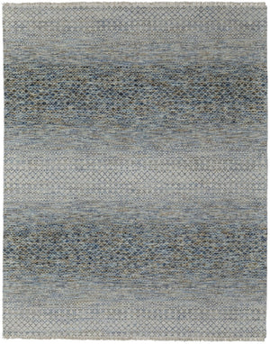 HomeRoots 8' Ivory and Gray Wool Hand-Knotted Area Rug with Fringe - Timeless Style for Any Space 6' X 9' 566679