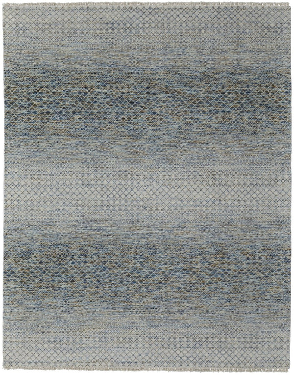 HomeRoots 8' Ivory and Gray Wool Hand-Knotted Area Rug with Fringe - Timeless Style for Any Space 6' X 9' 566679