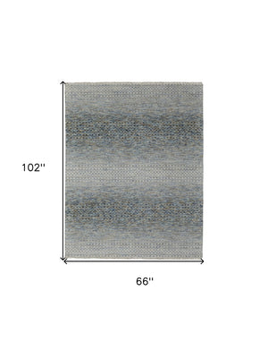 HomeRoots 8' Ivory and Gray Wool Hand-Knotted Area Rug with Fringe - Timeless Style for Any Space 6' X 9' 566679