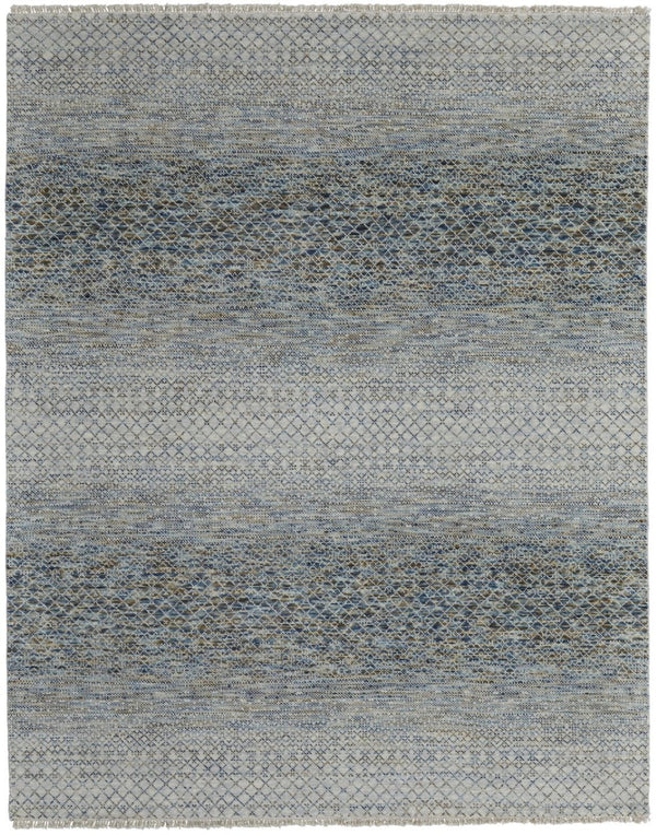 HomeRoots 8' Ivory and Gray Wool Hand-Knotted Area Rug with Fringe - Timeless Style for Any Space 6' X 9' 566679