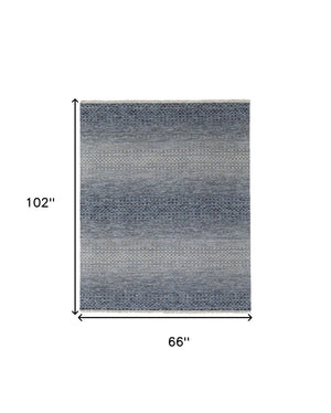 HomeRoots 8' Ivory and Gray Wool Hand-Knotted Area Rug with Fringe - Timeless Style for Any Space 6' X 9' 566686