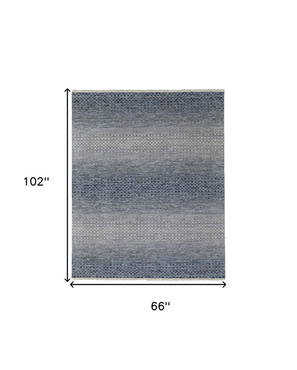 HomeRoots 8' Ivory and Gray Wool Hand-Knotted Area Rug with Fringe - Timeless Style for Any Space 6' X 9' 566686