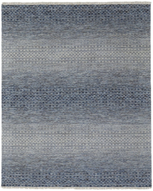 HomeRoots 8' Ivory and Gray Wool Hand-Knotted Area Rug with Fringe - Timeless Style for Any Space 6' X 9' 566686