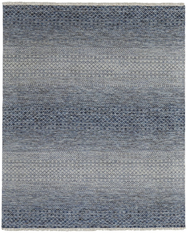 HomeRoots 8' Ivory and Gray Wool Hand-Knotted Area Rug with Fringe - Timeless Style for Any Space 6' X 9' 566686