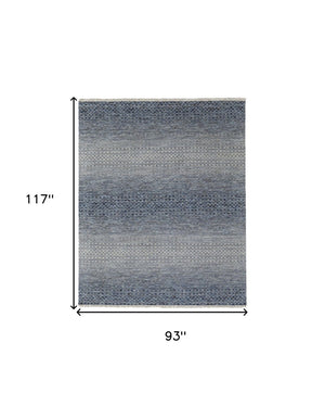 HomeRoots 8' Ivory and Gray Wool Hand-Knotted Area Rug with Fringe - Timeless Style for Any Space 8' X 10' 566687
