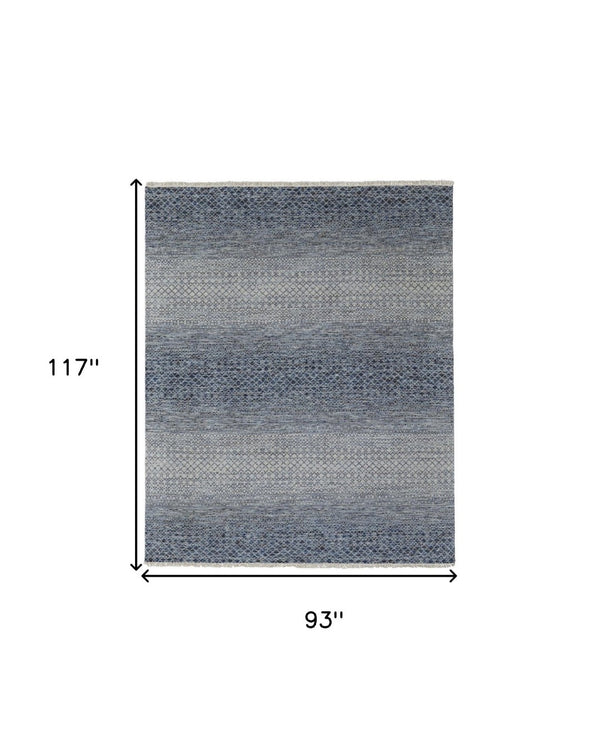 HomeRoots 8' Ivory and Gray Wool Hand-Knotted Area Rug with Fringe - Timeless Style for Any Space 8' X 10' 566687