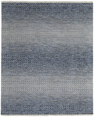 HomeRoots 8' Ivory and Gray Wool Hand-Knotted Area Rug with Fringe - Timeless Style for Any Space 8' X 10' 566687