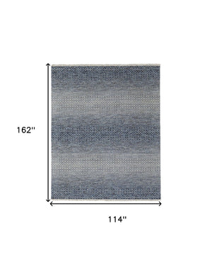HomeRoots 8' Ivory and Gray Wool Hand-Knotted Area Rug with Fringe - Timeless Style for Any Space 9' X 13' 566689