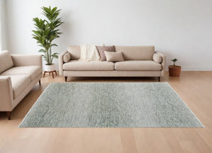 HomeRoots 8' Ivory and Gray Wool Hand-Knotted Area Rug with Fringe - Timeless Style for Any Space 6' X 9' 566693