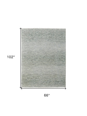 HomeRoots 8' Ivory and Gray Wool Hand-Knotted Area Rug with Fringe - Timeless Style for Any Space 6' X 9' 566693
