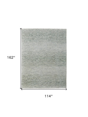 HomeRoots 8' Ivory and Gray Wool Hand-Knotted Area Rug with Fringe - Timeless Style for Any Space 9' X 13' 566695