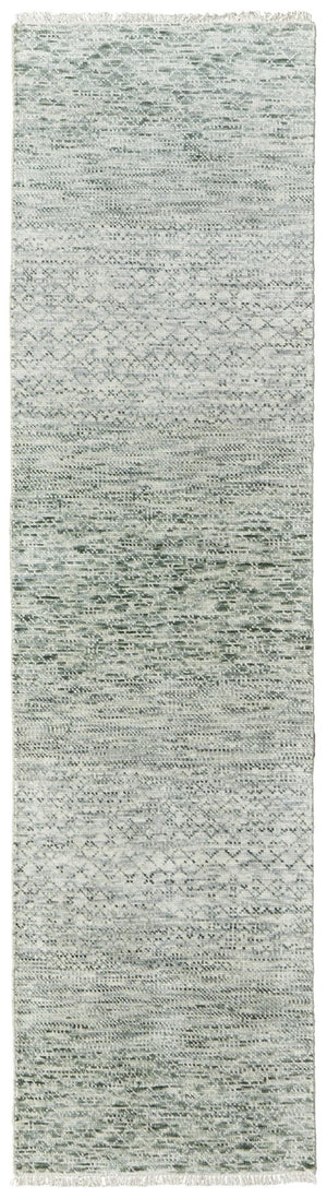 HomeRoots 8' Ivory and Gray Wool Hand-Knotted Area Rug with Fringe - Timeless Style for Any Space 10' Runner 566696