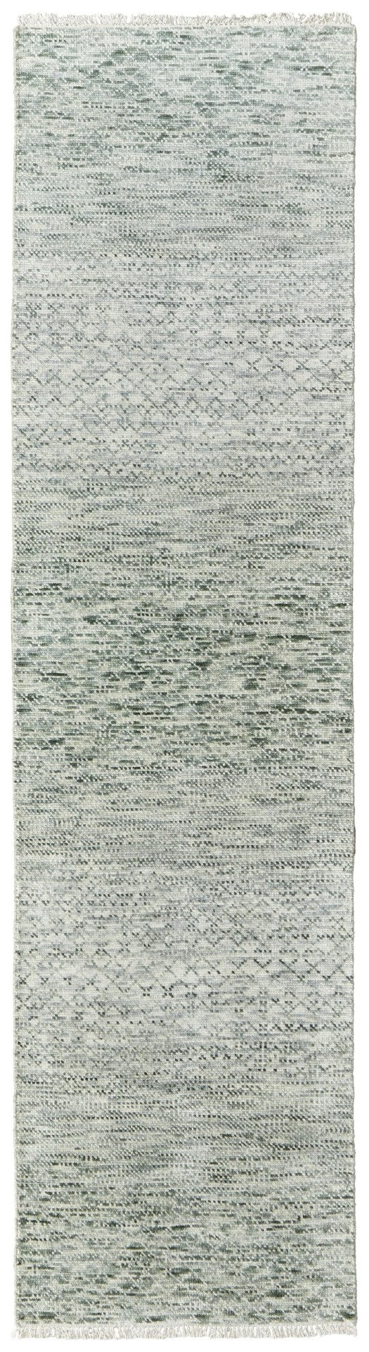 HomeRoots 8' Ivory and Gray Wool Hand-Knotted Area Rug with Fringe - Timeless Style for Any Space 10' Runner 566696