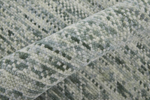 HomeRoots 8' Ivory and Gray Wool Hand-Knotted Area Rug with Fringe - Timeless Style for Any Space 10' Runner 566696