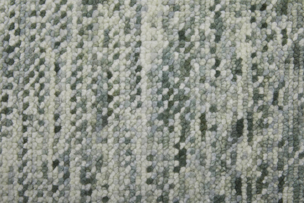 HomeRoots 8' Ivory and Gray Wool Hand-Knotted Area Rug with Fringe - Timeless Style for Any Space 10' Runner 566696