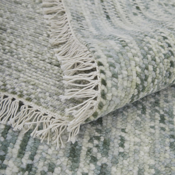 HomeRoots 8' Ivory and Gray Wool Hand-Knotted Area Rug with Fringe - Timeless Style for Any Space 10' Runner 566696