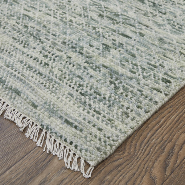 HomeRoots 8' Ivory and Gray Wool Hand-Knotted Area Rug with Fringe - Timeless Style for Any Space 10' Runner 566696