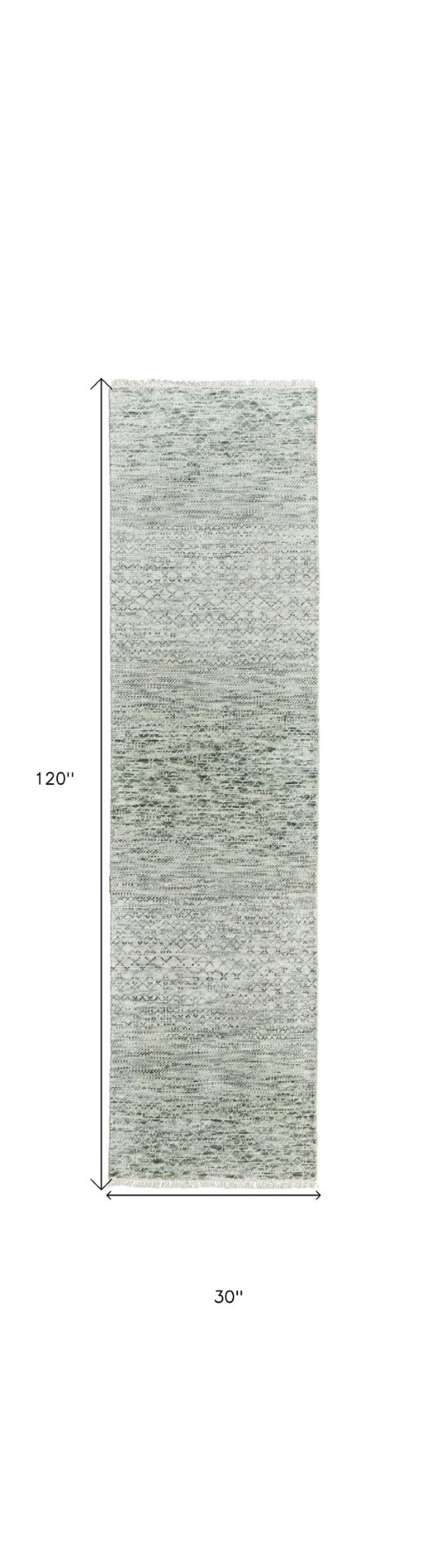HomeRoots 8' Ivory and Gray Wool Hand-Knotted Area Rug with Fringe - Timeless Style for Any Space 10' Runner 566696