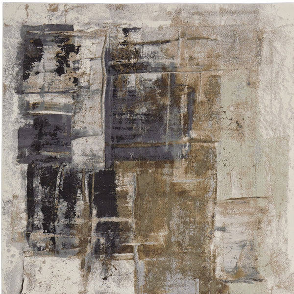 Homeroots 5' X 8' Gray Black And Brown Abstract Power Loom Area Rug Brown Polypropylene 566700