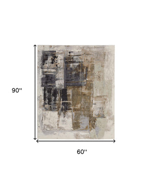 Homeroots 5' X 8' Gray Black And Brown Abstract Power Loom Area Rug Brown Polypropylene 566700