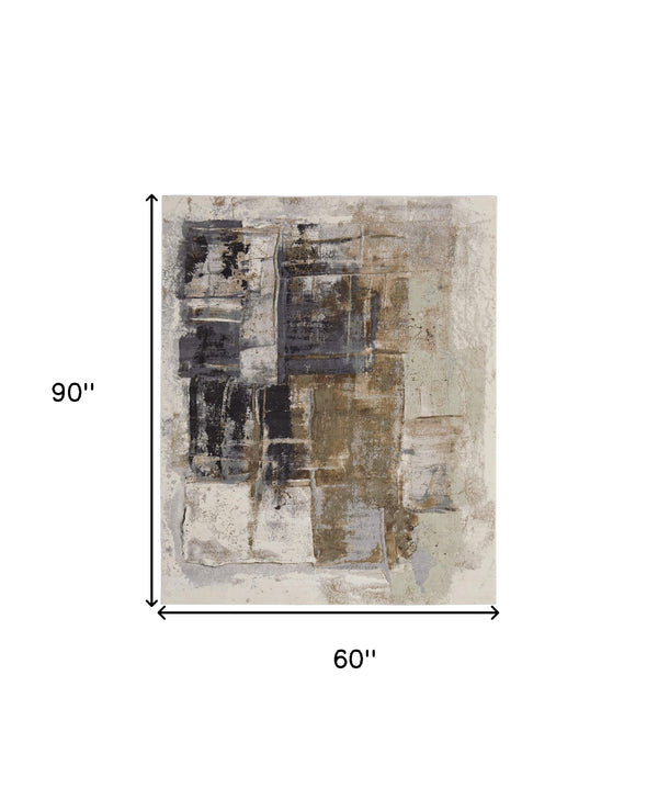 Homeroots 5' X 8' Gray Black And Brown Abstract Power Loom Area Rug Brown Polypropylene 566700