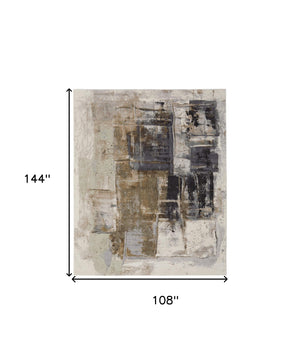 Homeroots 9' X 12' Gray Black And Brown Abstract Power Loom Area Rug Brown Polypropylene 566702